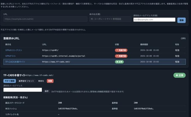 URL監視画面